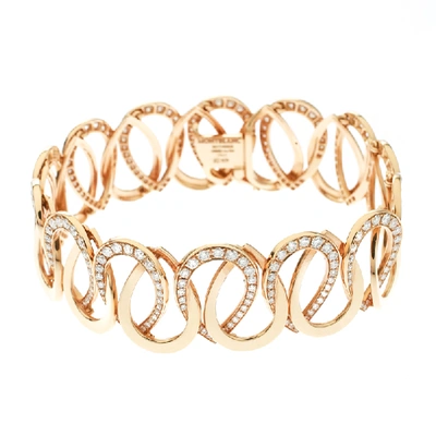 Pre-owned Montblanc Princesse Grace De Monaco Petal Intertwined Diamond 18k Rose Gold Bracelet