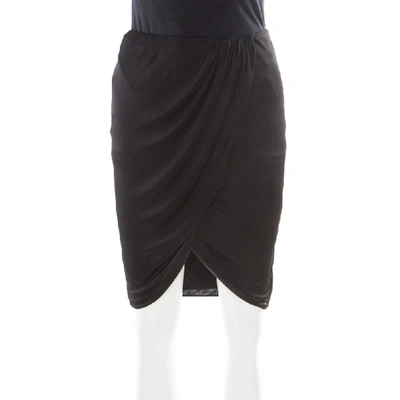 Pre-owned Versace Black Stretch Knit Tulip Wrap Skirt S