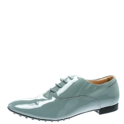 Pre-owned Tod's Grey Patent Leather Lace Up Oxford Size 40