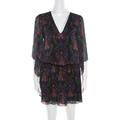 Pre-owned Alice And Olivia Black Printed Lyla Blouson Dress Xs