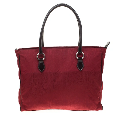 Pre-owned Etro Red Paisley Canvas Shopper Tote