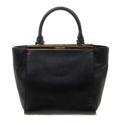 Pre-owned Michael Michael Kors Black Leather Top Handle Bag