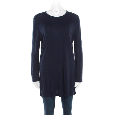 Pre-owned Alexander Wang T By  Navy Blue Jersey Long Sleeve Top L