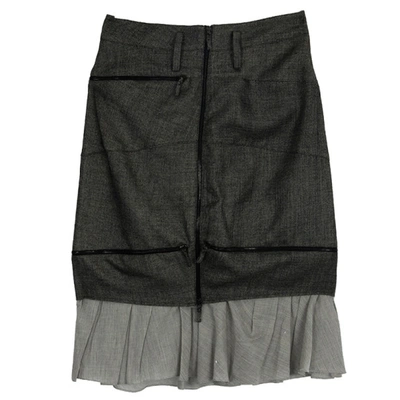 Pre-owned Balenciaga Ruffle Hem Pencil Skirt M In Grey