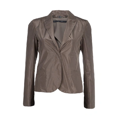 Pre-owned Gucci Brown Silk Blazer S