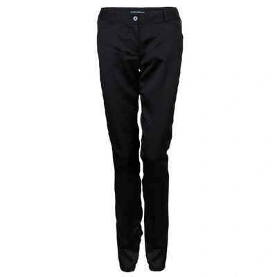 Pre-owned Dolce & Gabbana Black Satin Trousers S
