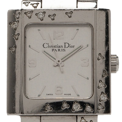 Pre-owned Dior White Stainless Steel Christal Women's Wristwatch 38mm