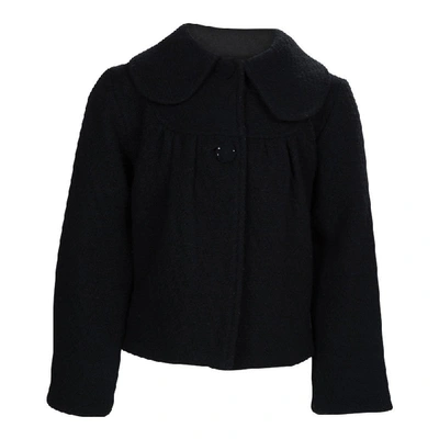 Pre-owned Dior Black Textured Wool Coat 6 Yrs