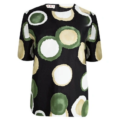 Pre-owned Marni Black Printed Oversized Short Sleeve Top S