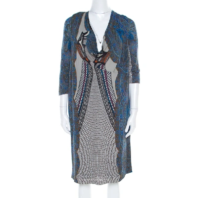 Pre-owned Etro Multicolor Paisley Printed Cowl Neck Shift Dress L