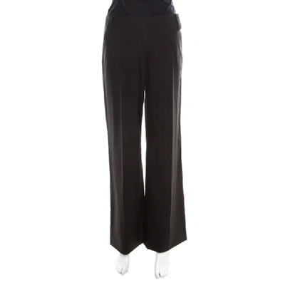 Pre-owned Burberry London Black Cotton Wide Leg Trousers S