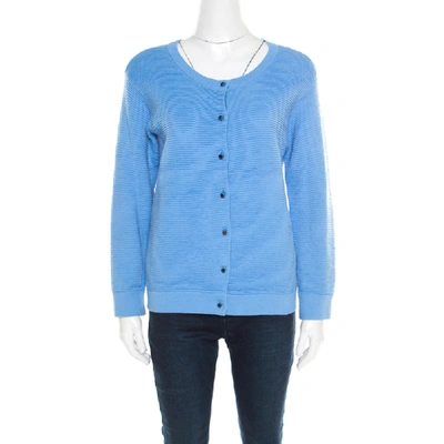 Pre-owned Marc By Marc Jacobs Bright Periwinkle Blue Jacquard Ribbed Knit Cardigan M