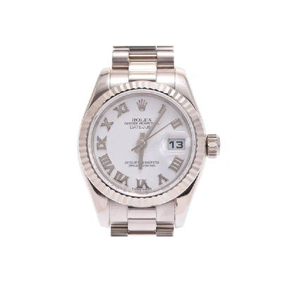 Pre-owned Rolex White 18k White Gold Datejust Women's Wristwatch 25mm