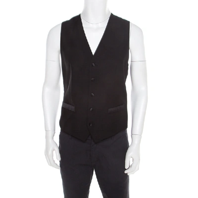 Pre-owned Dolce & Gabbana Black Wool And Silk Tailored Waistcoat M