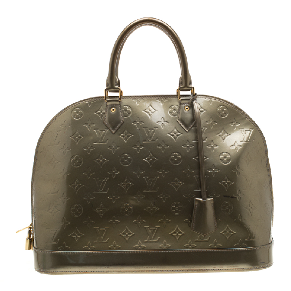 Pre-Owned Louis Vuitton Vert Olive Monogram Vernis Alma Gm Bag In Green | ModeSens