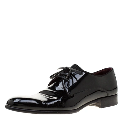 Pre-owned Dolce & Gabbana Black Patent Leather Derby Oxford Shoes Size 43