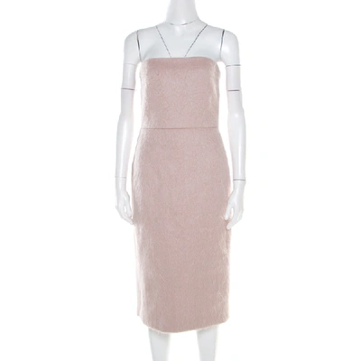 Pre-owned Max Mara Blush Pink Alpaca Fur Strapless Razza Dress S