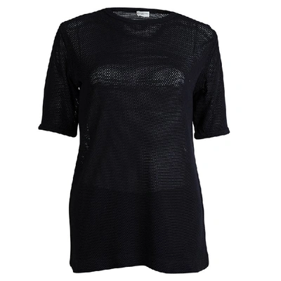 Pre-owned Dries Van Noten Navy Blue Perforated Knit T-shirt M