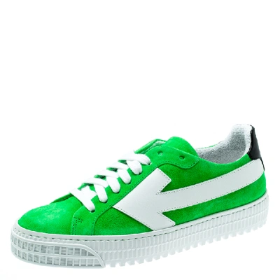 Pre-owned Off-white C/o Virgil Abloh Neon Green Suede Arrow Sneakers Size 36