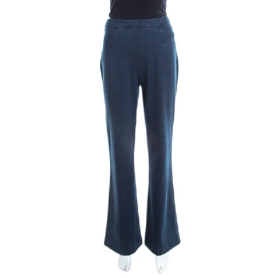 Pre-owned Diane Von Furstenberg Indigo Stretch Denim High Rise Flared Joan Jeans M In Navy Blue