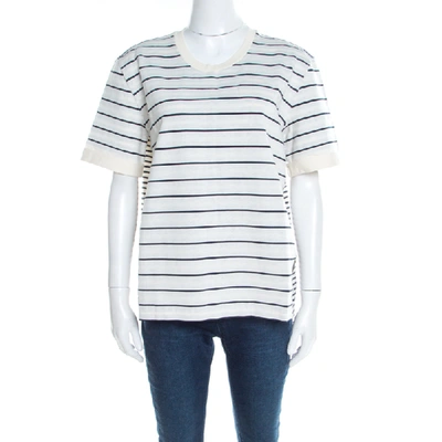 Pre-owned Louis Vuitton White And Navy Blue Striped Jersey Short Sleeve T-shirt Xl