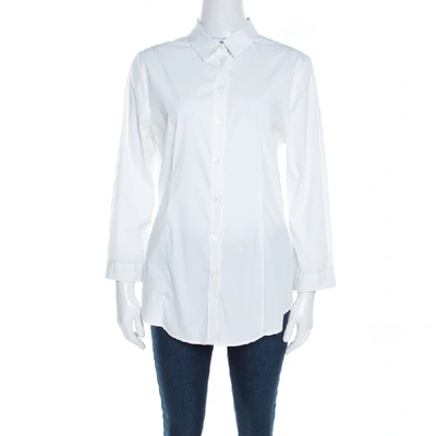 Pre-owned Burberry London White Stretch Cotton Long Sleeve Button Front Shirt M