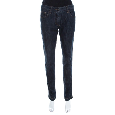Pre-owned Dolce & Gabbana Indigo Dark Wash Straight Fit Jeans M In Blue