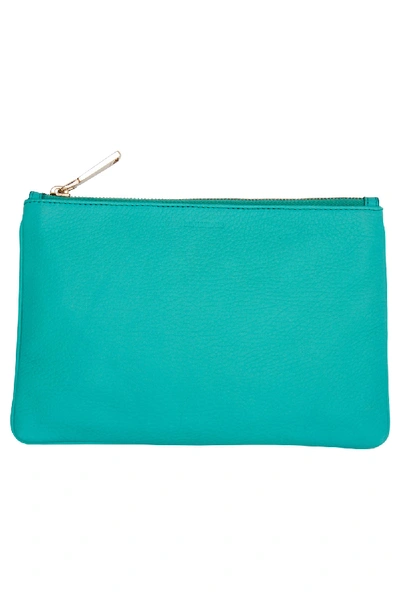 Pre-owned Jil Sander Aqua Green Leather Zip Pouch