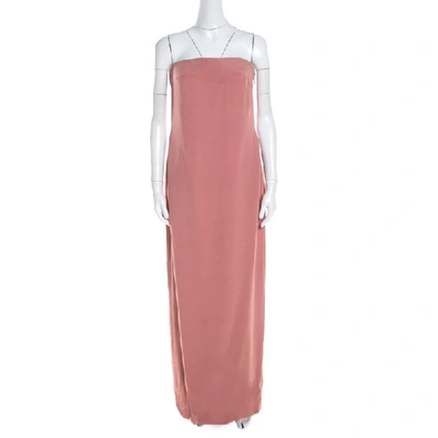 Pre-owned Escada Litchi Pink Silk Asymmetric Hem Strapless Gunn Evening Gown M