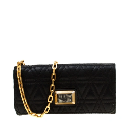 Pre-owned Marc By Marc Jacobs Black Quilted Leather Wallet On Chain