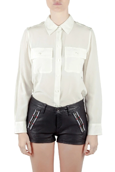 Pre-owned Marc Jacobs Ivory Silk Epaulette Detail Button Front Shirt M In Cream