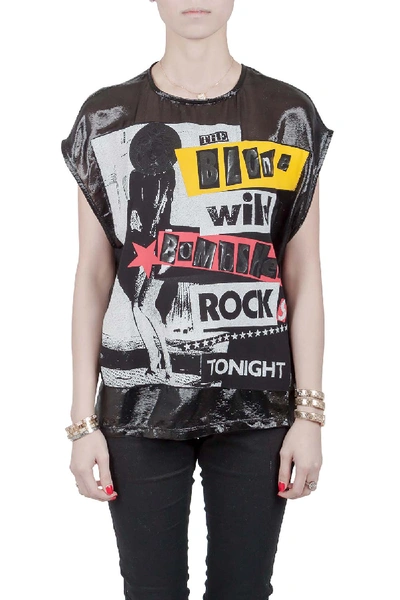 Pre-owned Versace Metallic Black The Blonde Wild Bombshell Rocks Tonight Print T Shirt S