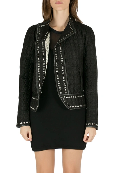 Pre-owned Isabel Marant Black Raw Silk Circle Quilted Eyelet Detailed Orval Jacket M