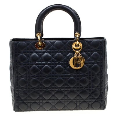 Pre-owned Dior Tote In Navy Blue