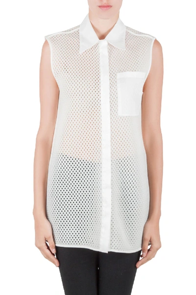 Pre-owned Acne Studios White Perforated Mesh Sleeveless Adelia Shirt M