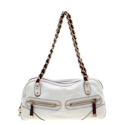 Pre-owned Gucci Ivory Leather Capri Bowler Bag In Cream