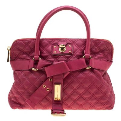 Pre-owned Marc Jacobs Dark Pink Quilted Leather Bruna Belted Tote