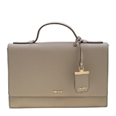 Pre-owned Dkny Grey Leather Top Handle Bag