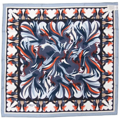 Pre-owned Fendi Blue Printed Silk Square Scarf In Multicolor