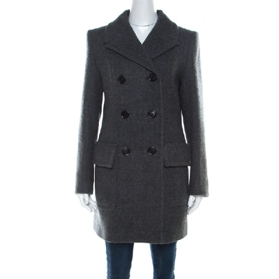 Pre-owned Prada Grey Wool Double Breasted Tailored Coat S