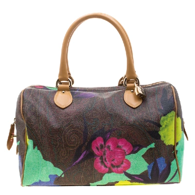 Pre-owned Etro Multicolor Paisley Printed Coated Canvas And Leather Satchel