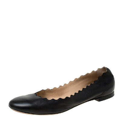 Pre-owned Chloé Black Leather Ballet Flats Size 36.5