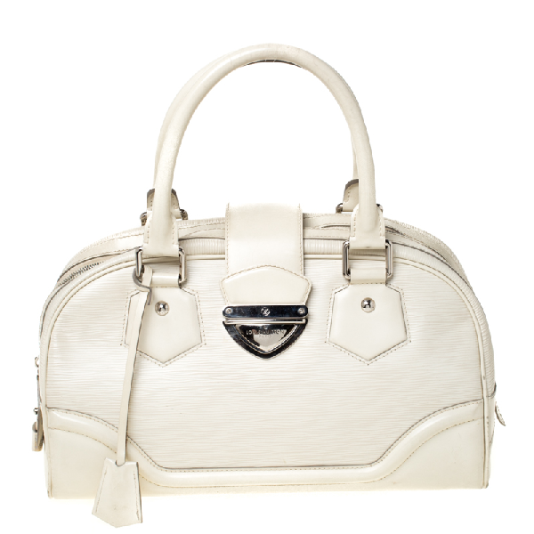 Pre-Owned Louis Vuitton Ivorie Epi Leather Bowling Montaigne Gm Bag In Cream | ModeSens