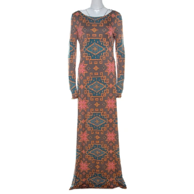 Pre-owned Matthew Williamson Multicolor Block Printed Silk Jersey Dress M