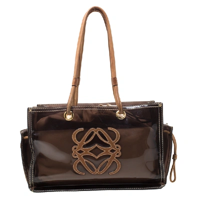 Pre-owned Loewe Brown Pvc And Leather Amazona Tote
