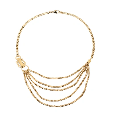 Pre-owned Fendi Chain Link Gold Tone Layered Necklace