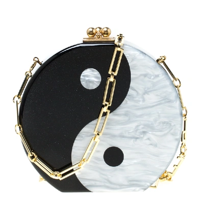 Pre-owned Edie Parker Black/sliver Acrylic Yin Yang Clutch