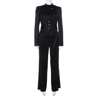 Pre-owned Emporio Armani Black Wool Blend Stand Up Collar Suit M