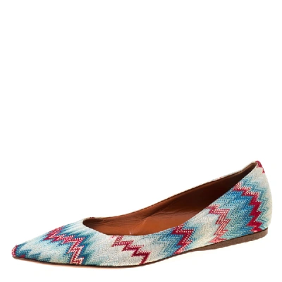 Pre-owned Missoni Multicolor Zigzag Fabric Pointed Toe Ballet Flats Size 36