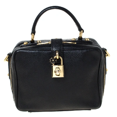 Pre-owned Dolce & Gabbana Black Leather Rosaria Box Top Handle Bag